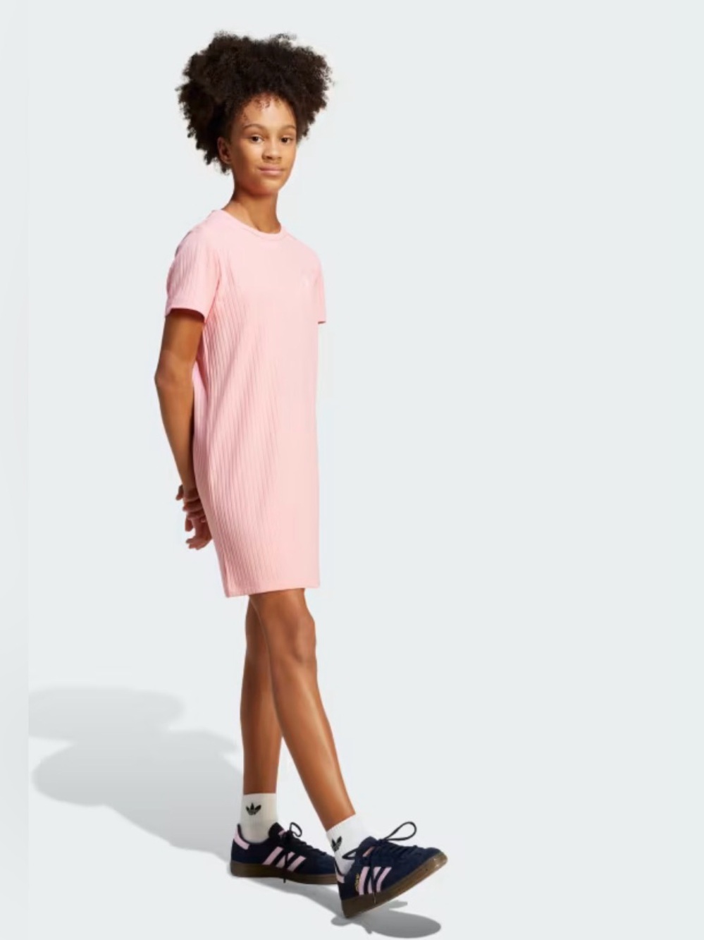 Adidas Ribbed Dress Pink - Picture 3 of 8